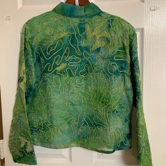Anage Women's Art to Wear Green Beaded Sil… - Picture 5 of 5
